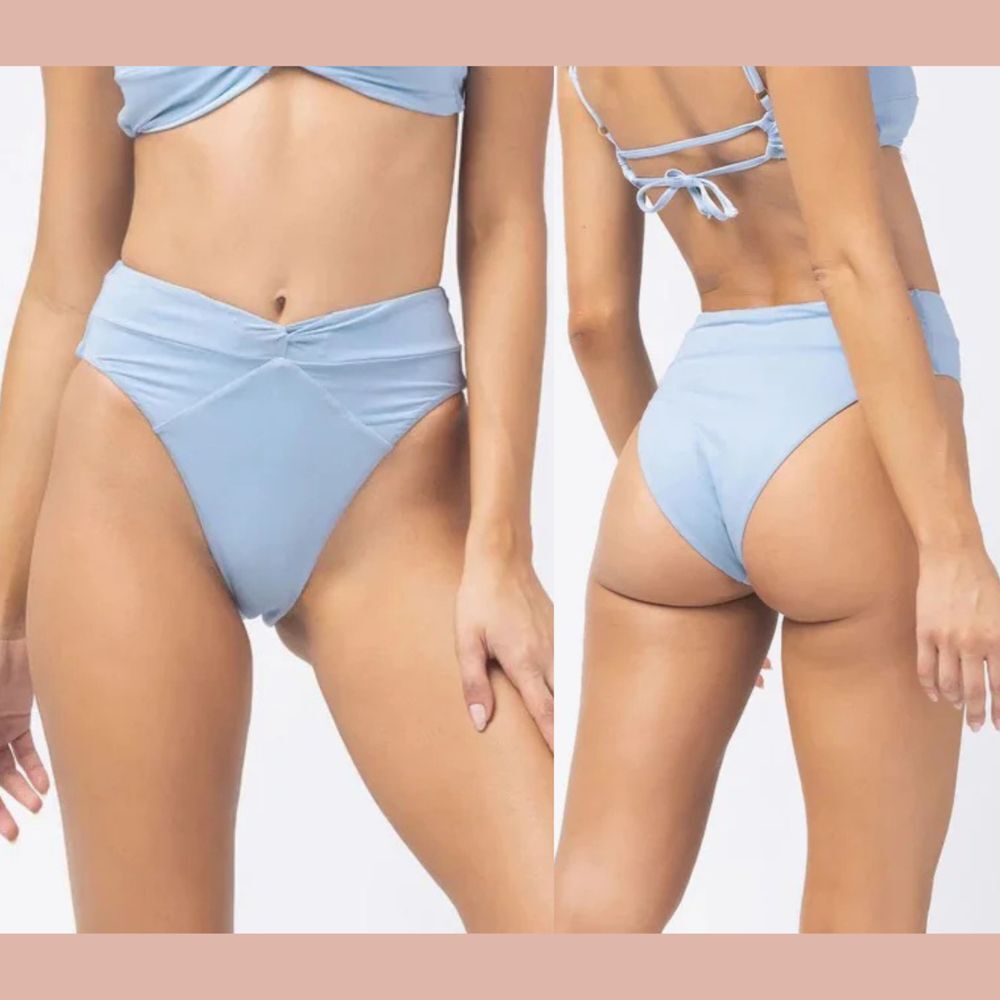 NEW‎ $99 L Space [ XS ] Nancy Lee Bitsy High Cut Bikini Bottom Blue Shimmer 6347